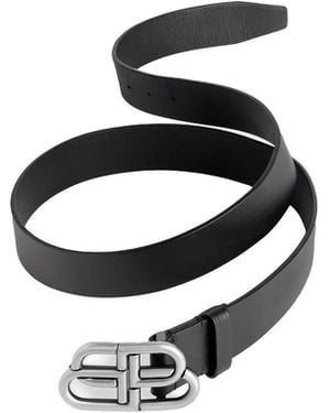 Balenciaga Bb Leather Belt - White