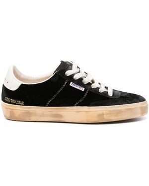 Golden Goose Soul-Star Suede Leather Sneakers - Black