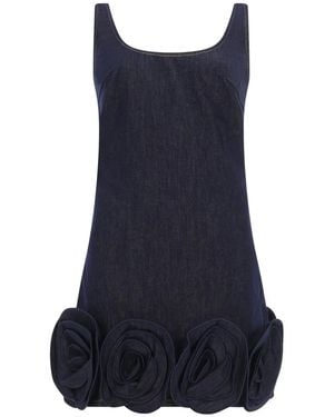 Self-Portrait Mini Dress With Floral Details - Blue