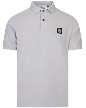 Stone Island Polo Shirt With Logo Patch - Gray