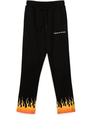 Vision Of Super Trousers With Shaded Flames - Black