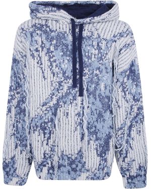 Laneus Knitted Hoodie Boxy Fit - Blue