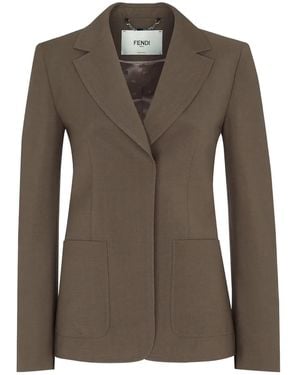 Fendi Wool-Mohair Blend Blazer - Brown