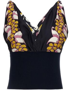 Tory Burch Printed Silk Top - Blue