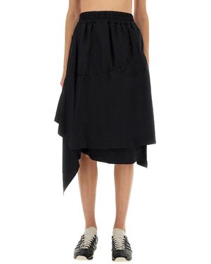 Y-3 Asymmetrical Skirt With Flowing Design - Black