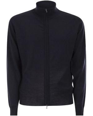 John Smedley Extra Fine Merino Wool Cardigan - Blue
