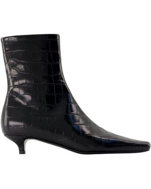 TOTEME Slim Croco Ankle Boots - Black