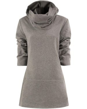 7 For All Mankind Short Wool And Cashmere-Blend Hooded Dress - Grey