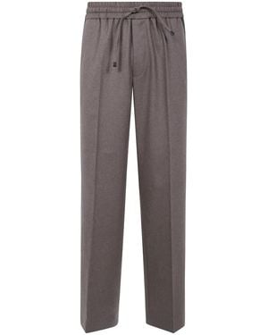 Drole de Monsieur Elastic Waist Flannel Trousers - Grey