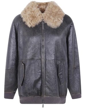 Brunello Cucinelli Shearling Fur Jacket - Grey