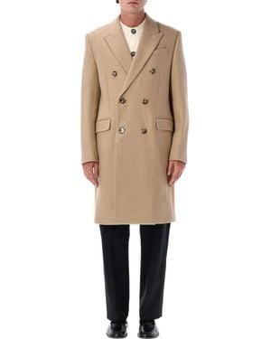 Ami Paris Double-Breasted Wool Coat - Natural