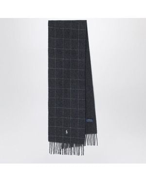 Polo Ralph Lauren Checked Scarf With Logo Embroidery - Gray