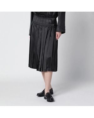 DURAZZI MILANO Dark Glossy Viscose Pleated Skirt - Black
