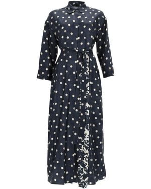 Max Mara S Max Mara Printed Silk Lever Dress - Blue