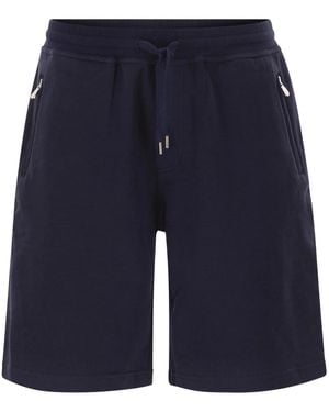 Brunello Cucinelli Techno Cotton Fleece Bermuda Shorts - Blue