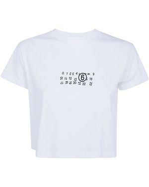 MM6 by Maison Margiela Cropped Logo T-Shirt - White
