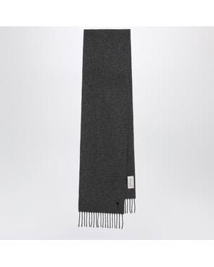 Ami Paris Ami De Coeur Wool Scarf - Gray