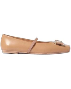 Ferragamo Vara Leather Ballets - White