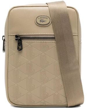 Lacoste Embossed-Logo Cross Body Bag - Natural