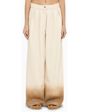 Alanui Wide Ivory Denim Pants - Natural