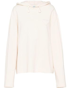 Prada Stretch Cotton Hooded Sweatshirt - White