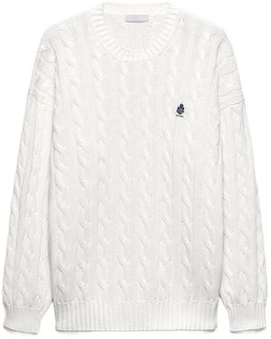 Prada Crewneck Knit Jersey Top - White