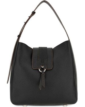 Hogan Leather Hobo Bag - Black