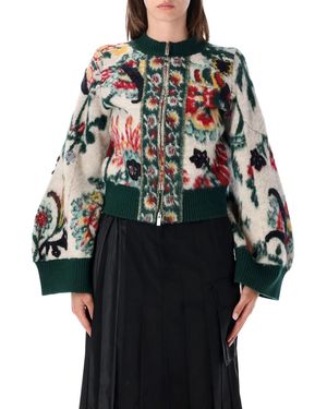 Sacai Floral Jacquard Cardigan - Black