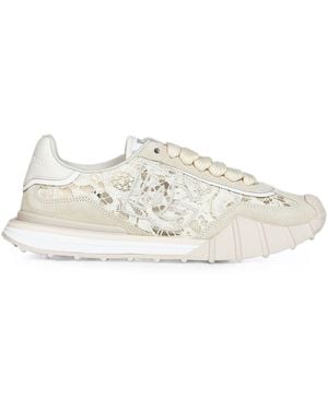 Dolce & Gabbana Dolce & Gabbana Leather And Lace Trainers - White