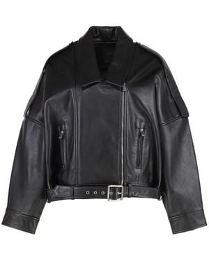 Pinko Confine Leather Biker Jacket - Black