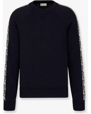 Dior Cotton Sweater With Silk Inserts - Blue