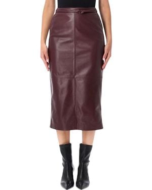 Alberta Ferretti Alberta Ferretti Leather Midi Skirt - Red