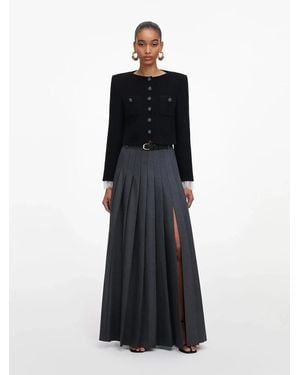 Self-Portrait Elegant Removable Belted Mini Skirt With Split Design Size Uk 6 - Black