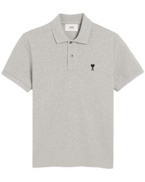 Ami Paris Polo With Contrasted Ami De Coeur - Gray