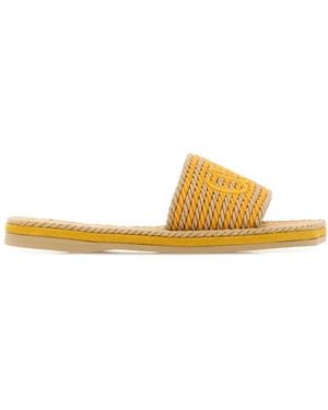 Chloé Embroidered Raffia Chloã¨ Sand Slippers - Natural