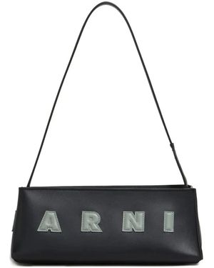 Marni Logo-Appliqué Shoulder Bag - Black