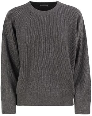 Brunello Cucinelli Cotton And Viscose Rib Jumper - Grey