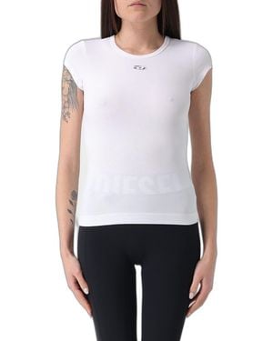 DIESEL T-Angie-Od T-Shirt With Cut-Out Embroidered Logo - White