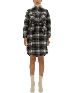 Woolrich Check Print Coat - Black
