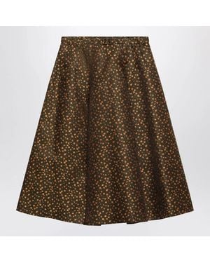 Prada Military Floral Skirt - Brown
