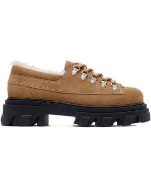 Ganni Suede Derbie Shoes - Brown