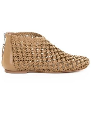Elena Iachi Perforated Leather Slipper Sandal - Natural