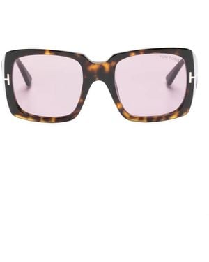 Tom Ford Tortoiseshell Effect Square Frame Sunglasses - Pink
