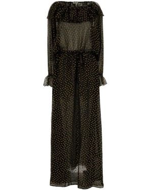 Bode Embroidered Silk Blend Stadium Dress - Black