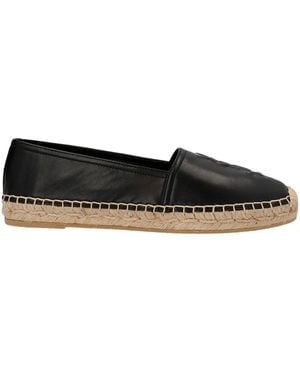 Saint Laurent Logo Leather Espadrilles - Black
