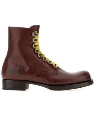 Prada Leather Ankle Boots - Brown