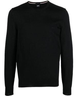 BOSS Virgin Wool Crew-Neck Sweater - Black