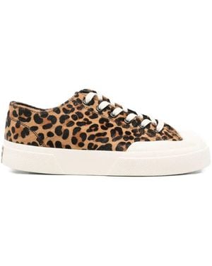 Superga "2432 Works Leopard Calfhair" Sneakers - Brown
