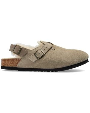Birkenstock Tokio Shearling Suede Mules - White
