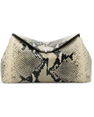 TOTEME "T-Lock" Python Embossed Clutch Bag - Natural